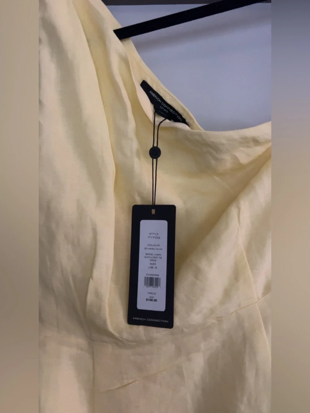 NEW FRENCH CONNECTION birdie linen tie dress in butter - Picture 9 of 10